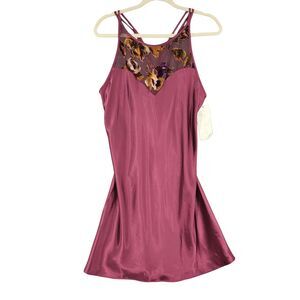 Vintage NWT VAL MODE Lingerie Burnout Velvet Satin Silky Slip Nightie SIZE XL